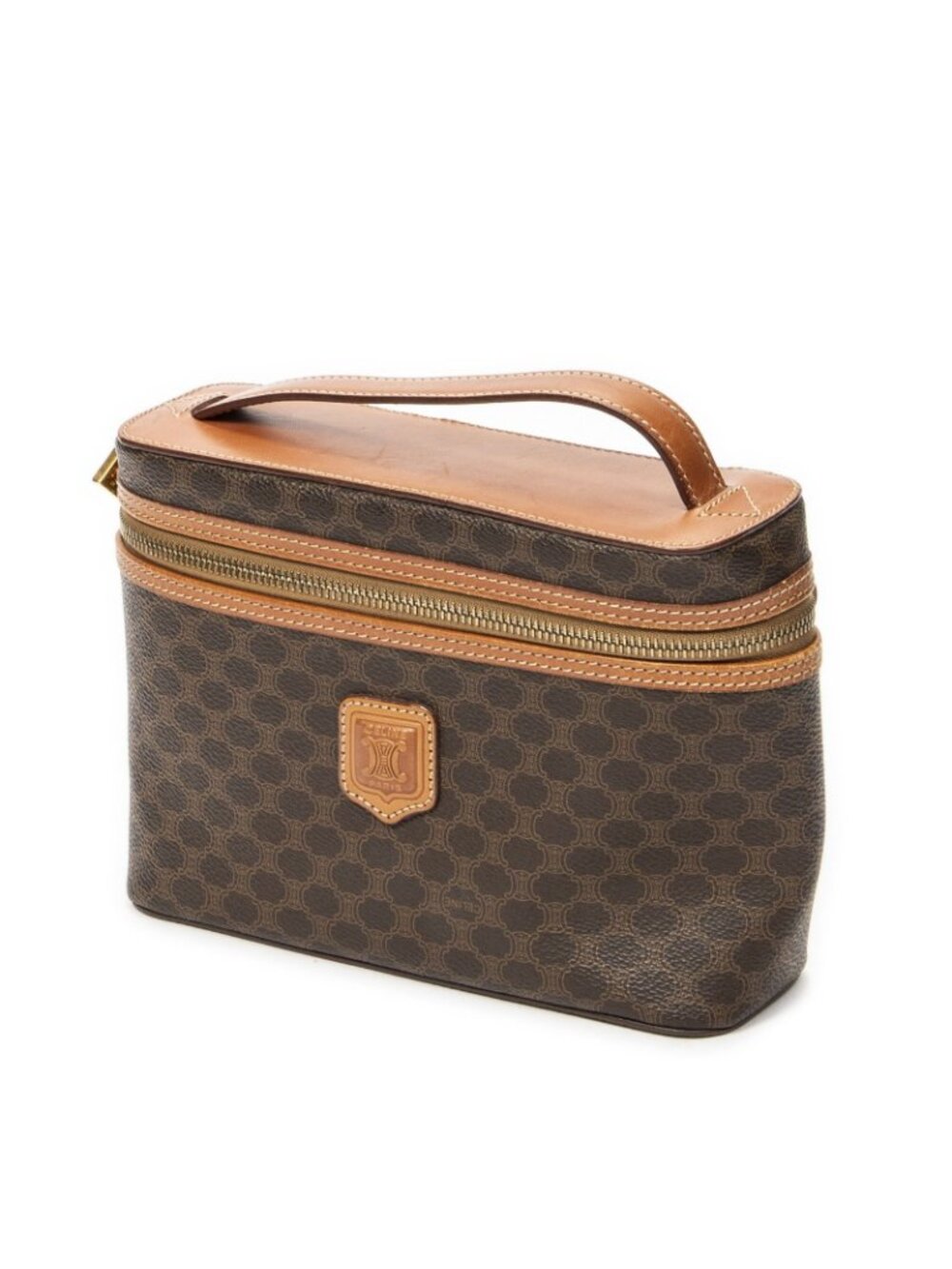 Celine Top Handle Toiletries Pouch Brown Macadam Canvas - Picture 2 of 10